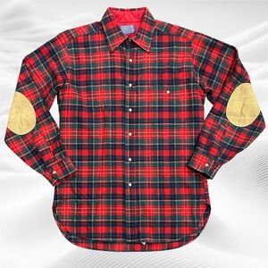 Vintage Pendleton Christie Tartan Wool LS Shirt Plaid Medium Red Elbow‎  Patch
